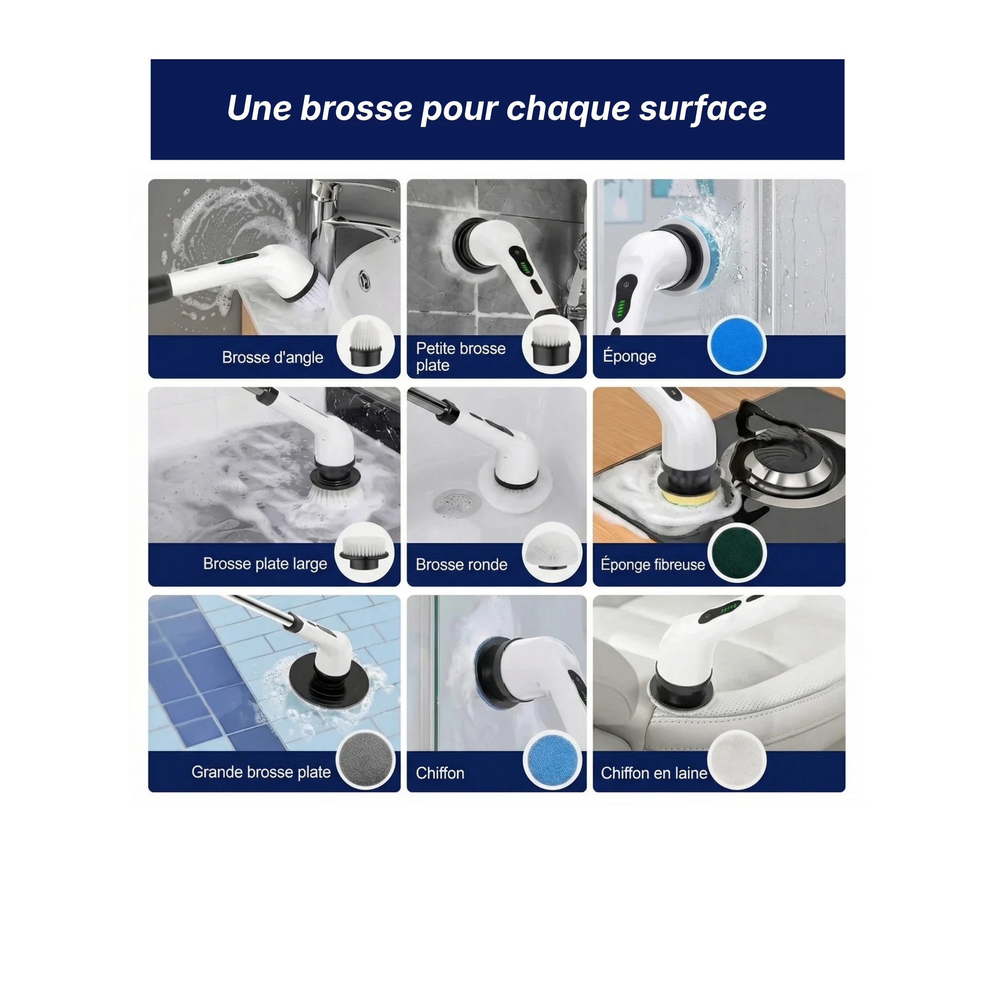 Spirova Pro - Brosse Électrique Télescopique | Nettoyez Debout en 10 Minutes